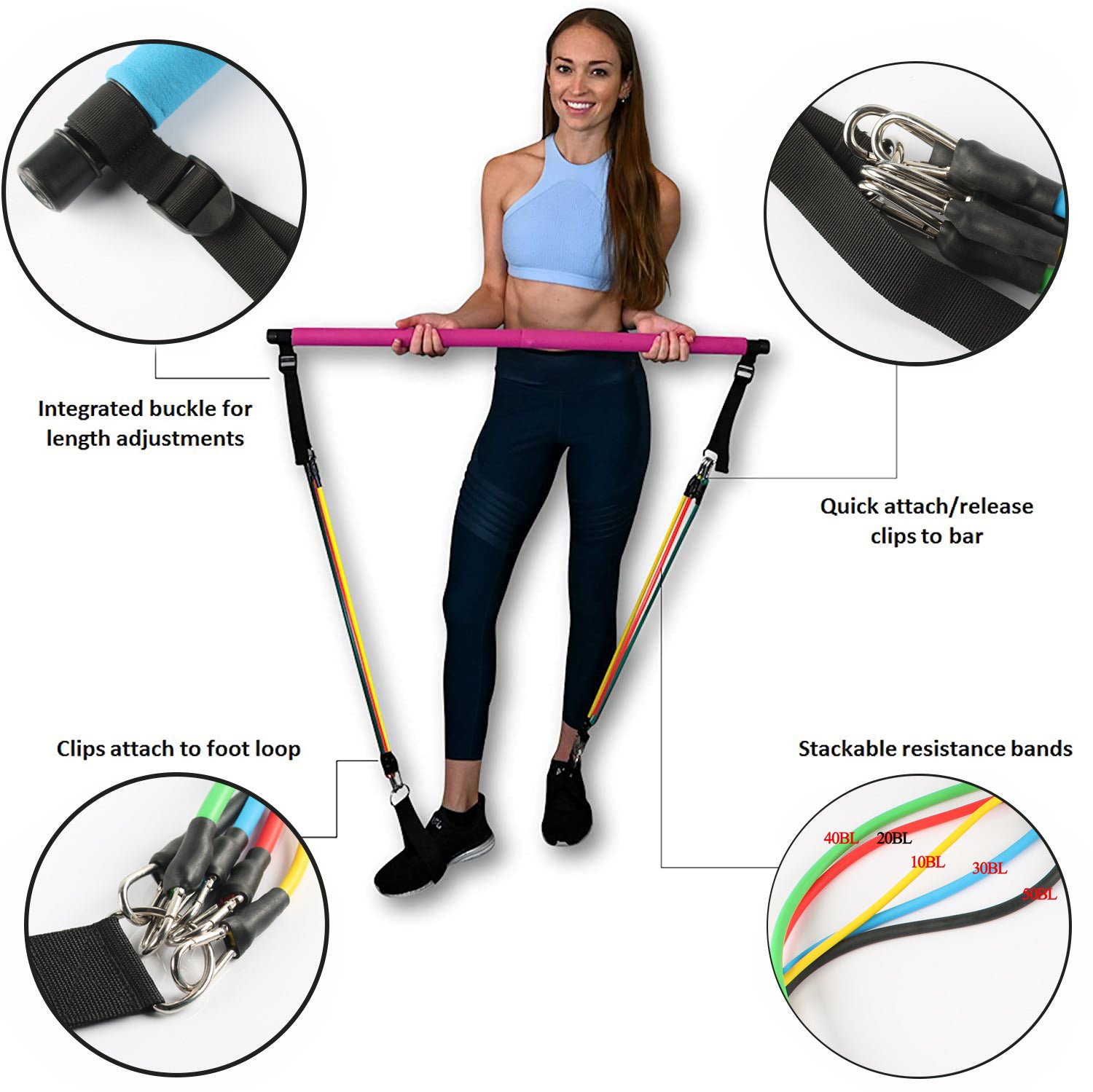 Puller Fitness Yoga-Pilates Resistance Bar with bands